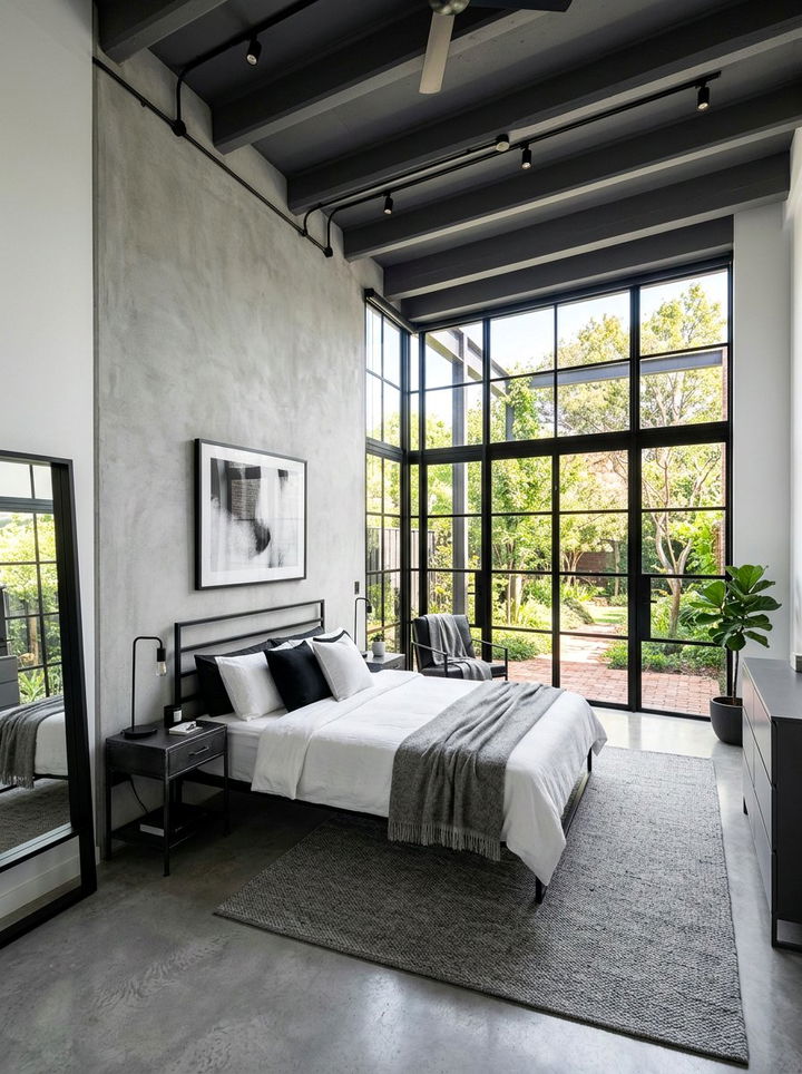Black Metal Window Frame - 30 metal accent bedroom ideas