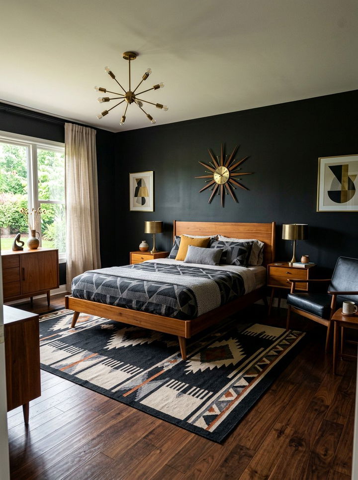 Black Mid Century Bedroom - 30 contemporary black bedroom ideas