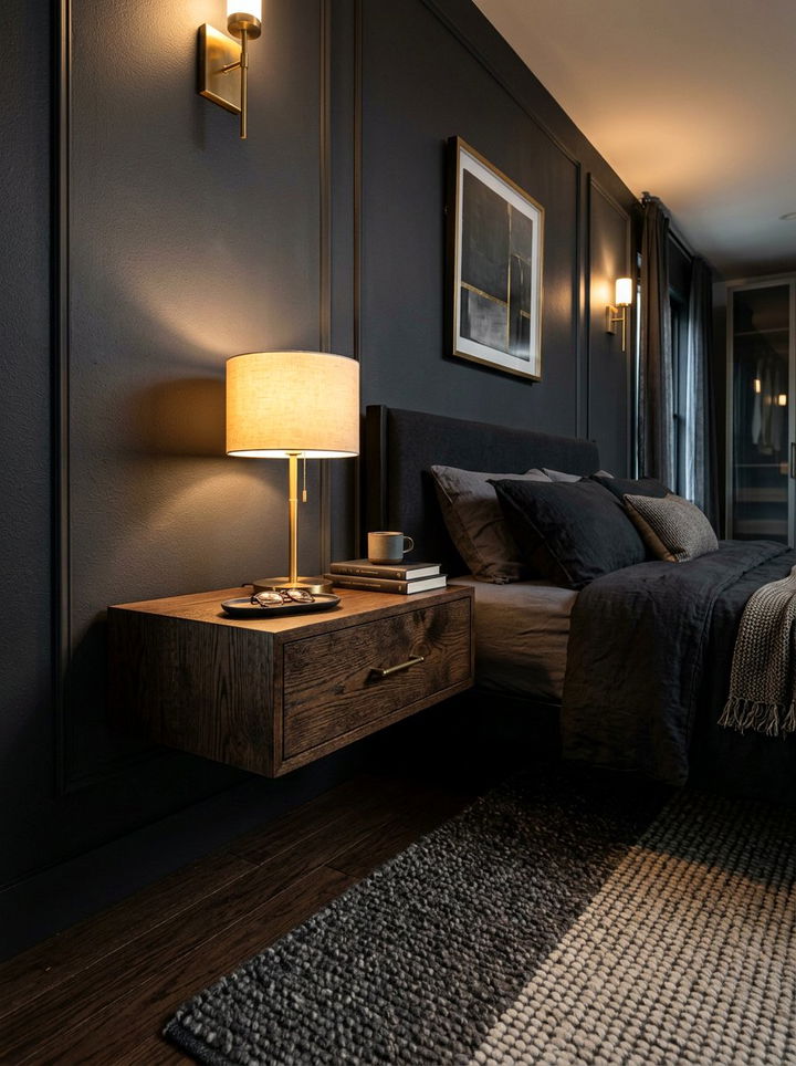 Black Oak Floating Nightstand - 30 bedroom floating nightstands