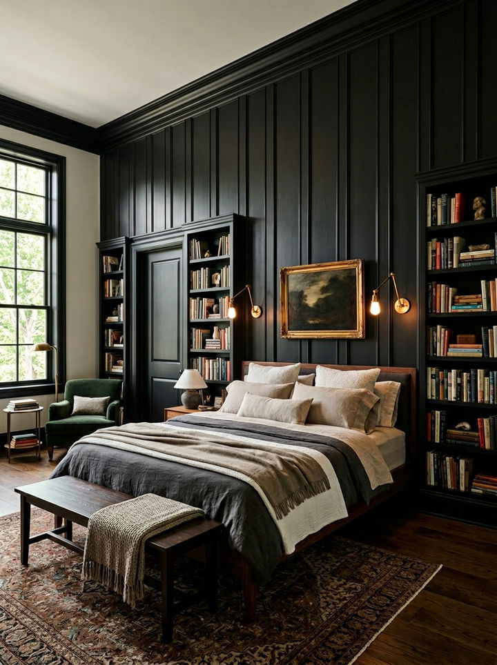 Black Paneled Wall Bedroom - 30 black bedroom ideas