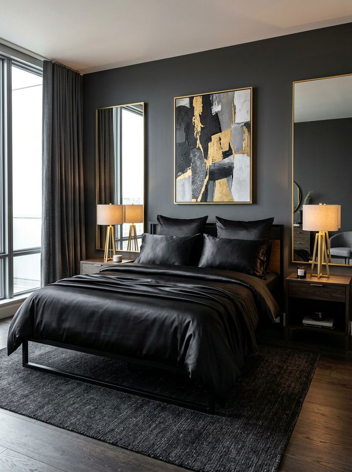Black Satin Bedding - 30 satin bedroom ideas