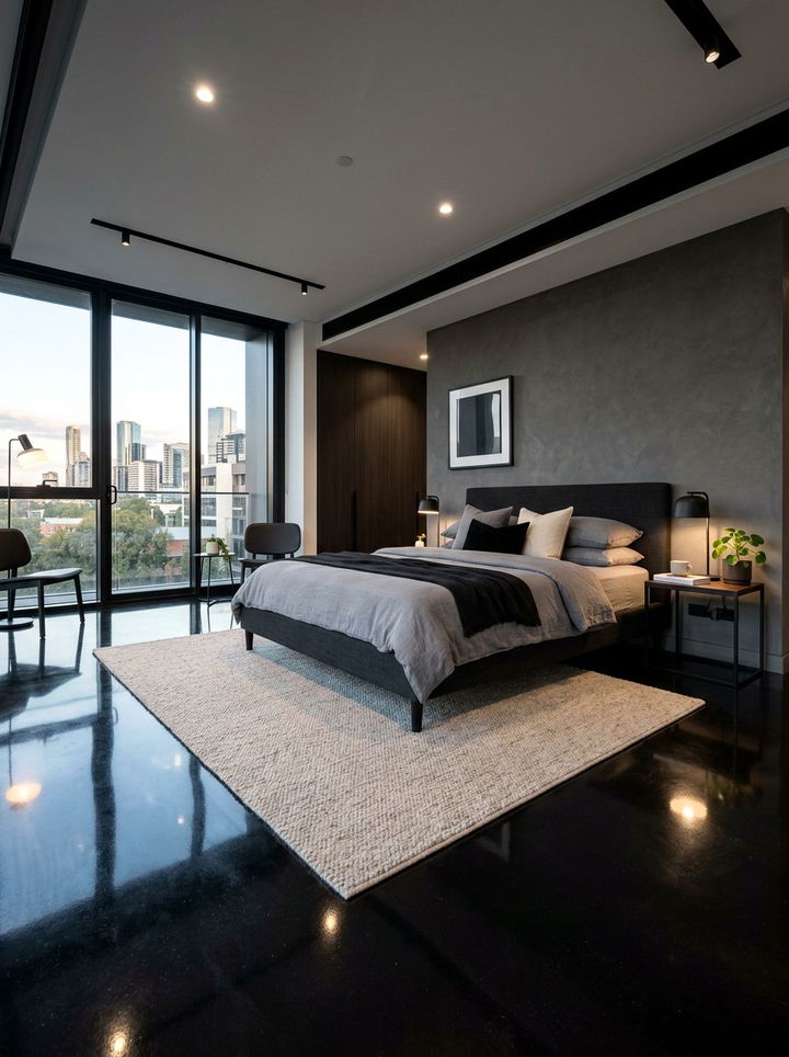 Black Shiny Bedroom Floor - 30 contemporary black bedroom ideas