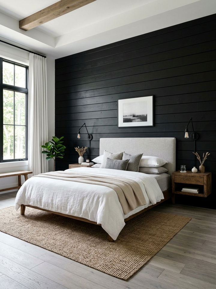 Black Shiplap Bedroom Wall - 30 all black bedroom ideas