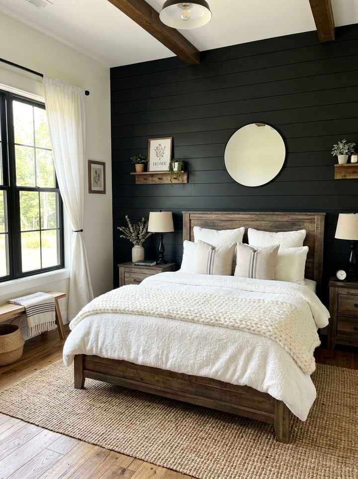 Black Shiplap Bedroom - 30 bedroom black walls