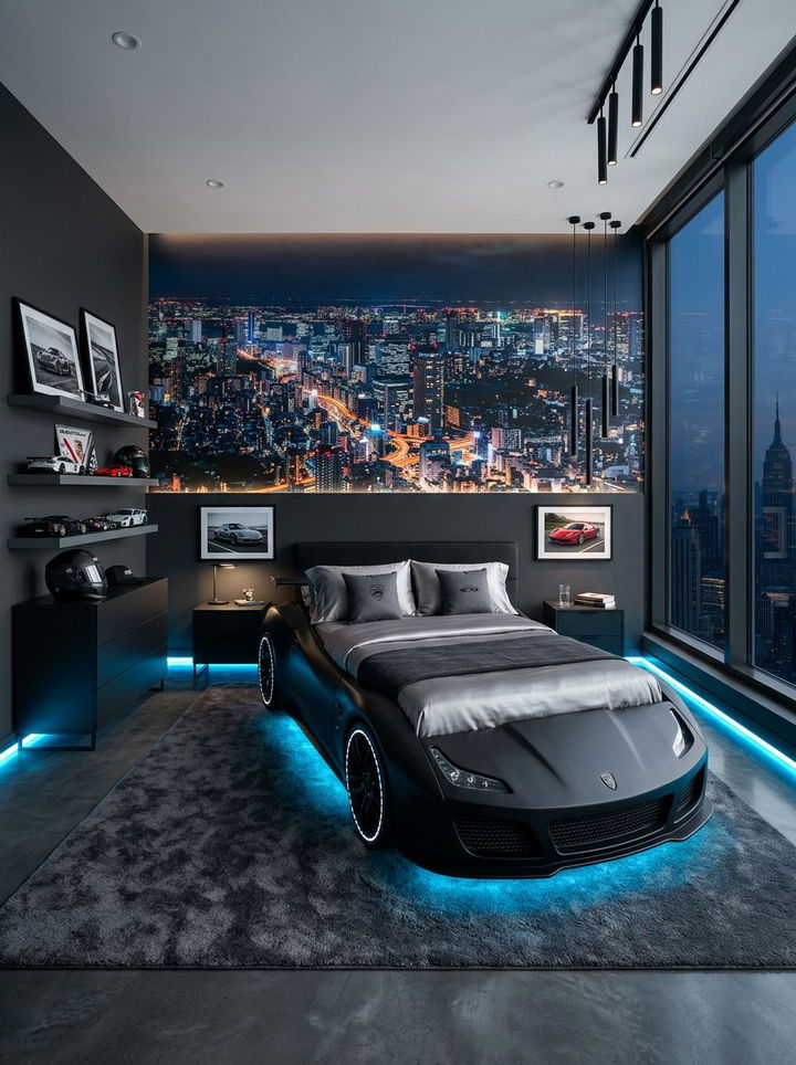 Black Sports Car Bed - 30 car themed bedroom ideas