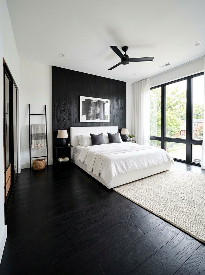 Black Stained Wood Bedroom - 30 bedroom floor ideas