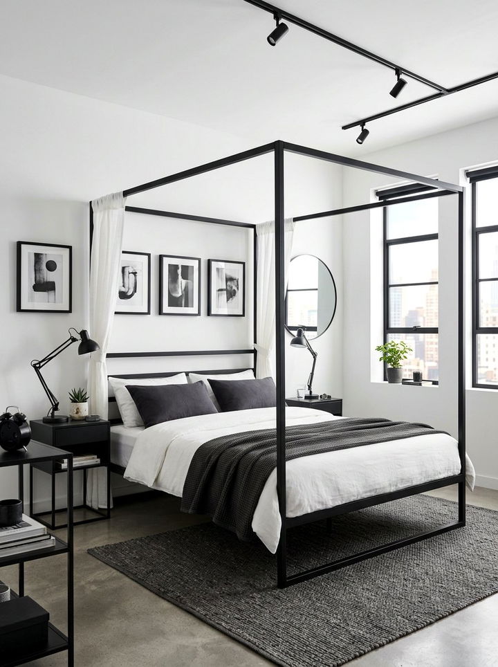 Black Steel Frame Bedroom - 30 converted warehouse bedroom ideas