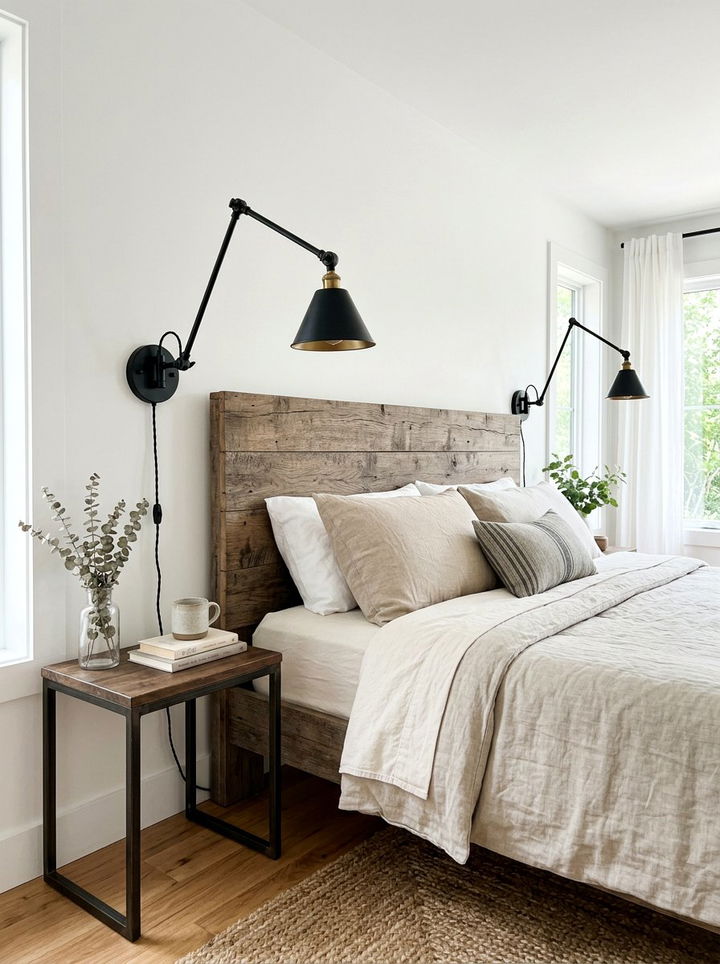 Black Swing Arm Sconce - 30 bedroom lamps