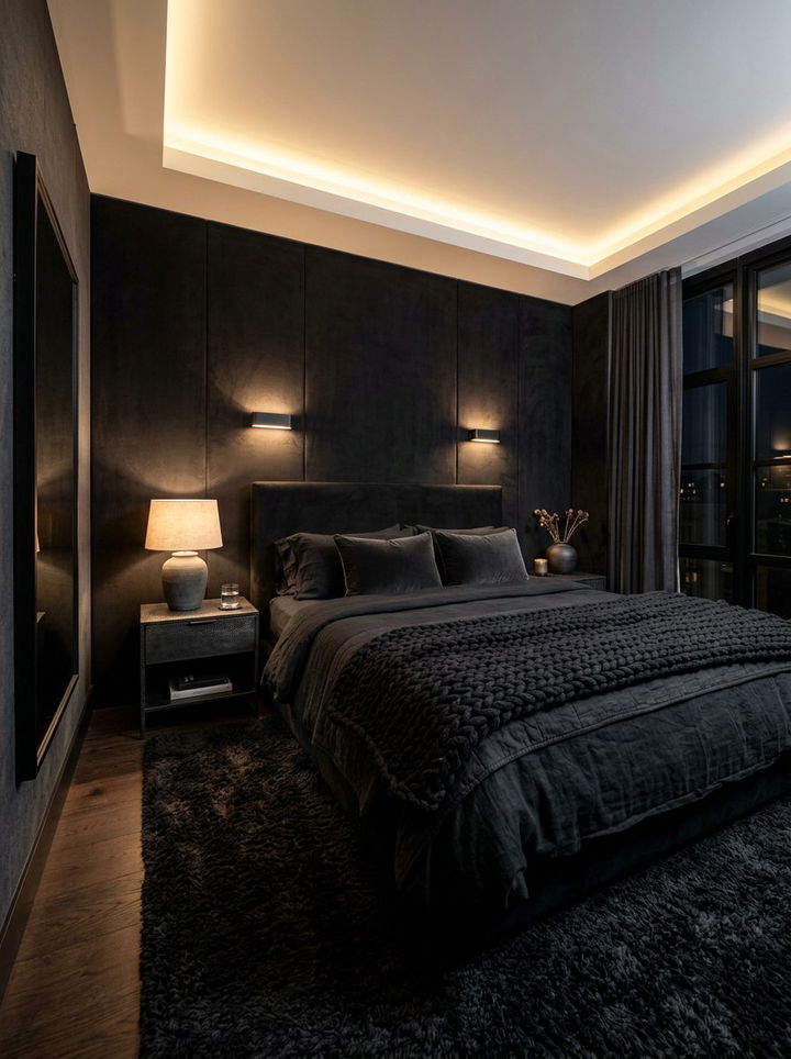 Black Texture Bedroom - 30 black bedroom decor ideas