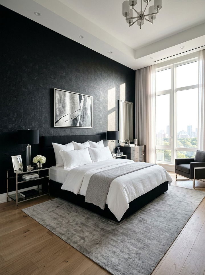 Black Textured Wallpaper Bedroom - 30 black bedroom design ideas