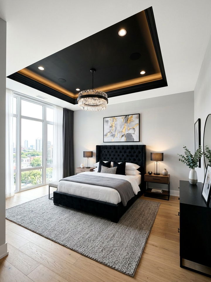 Black Tray Ceiling Bedroom - 30 black bedroom decor ideas