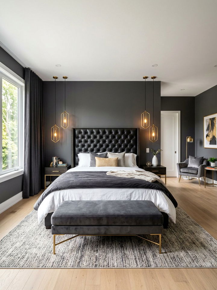 Black Tufted Leather Headboard - 30 bedroom leather headboards