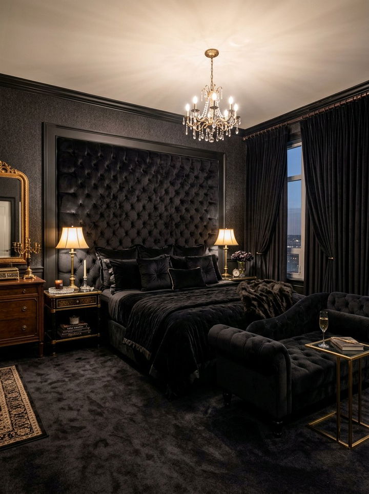 Black Velvet Bedroom - 30 black bedroom ideas