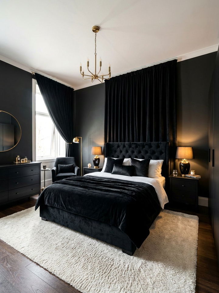 Black Velvet Bedroom - 30 minimalist black bedroom ideas