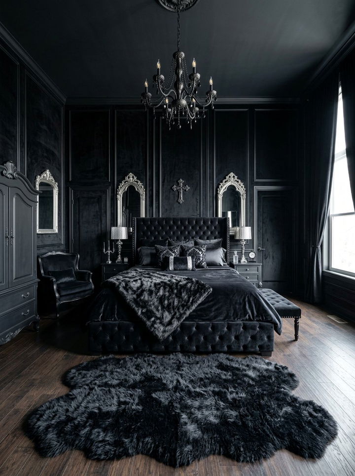 Black Velvet Gothic Bedroom - 30 gothic bedroom ideas