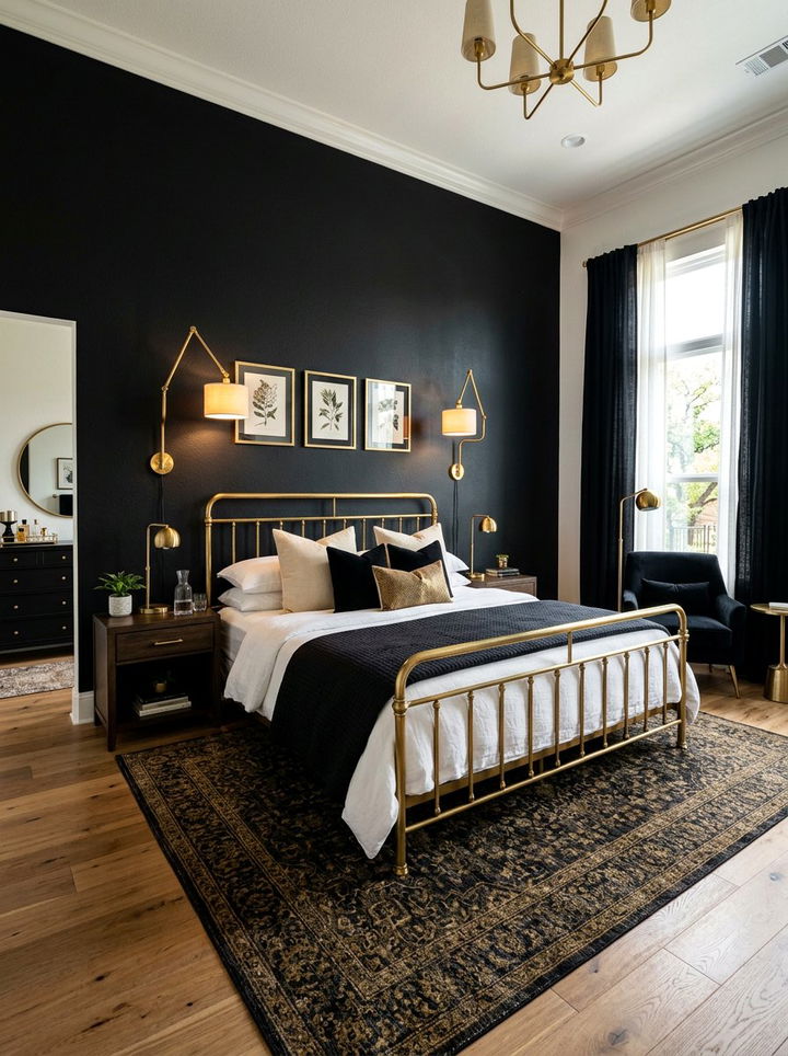 Black Wall Brass - 30 bedroom black walls