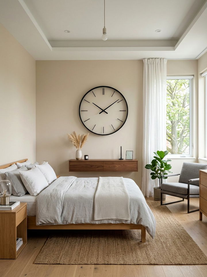 Black Wall Clock - 30 black bedroom accessories ideas