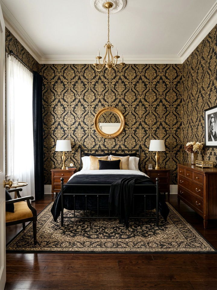 Black Wallpaper Bedroom - 30 black bedroom decor ideas