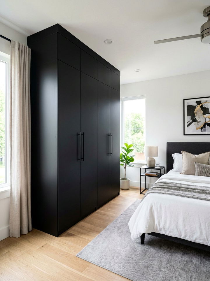 Black Wardrobe - 30 black bedroom accessories ideas