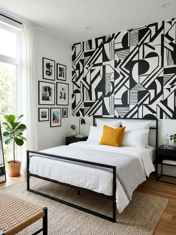 Black White Abstract Wallpaper - 30 bedroom accent wall wallpapers