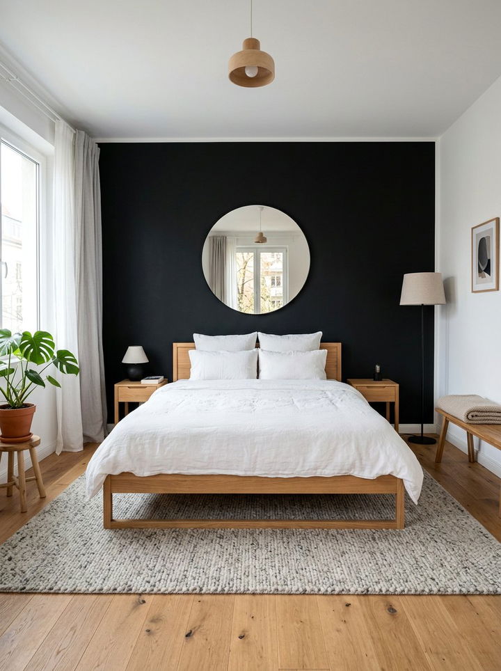 Black accent wall scandinavian bedroom - 30 scandinavian black bedroom ideas