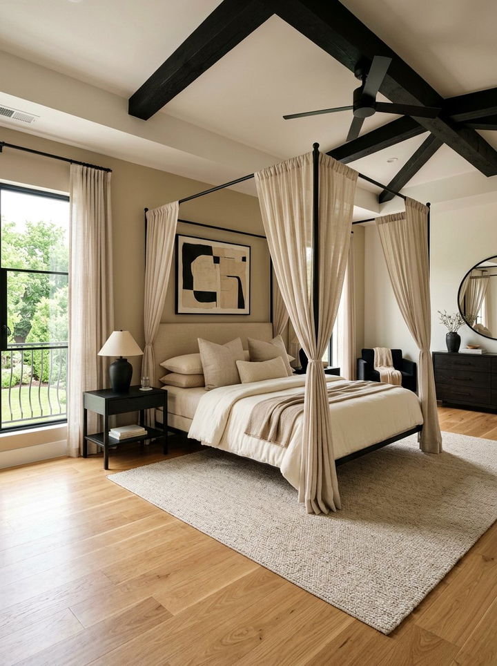 Black and beige bedroom with canopy bed - 30 black and beige bedroom color combo