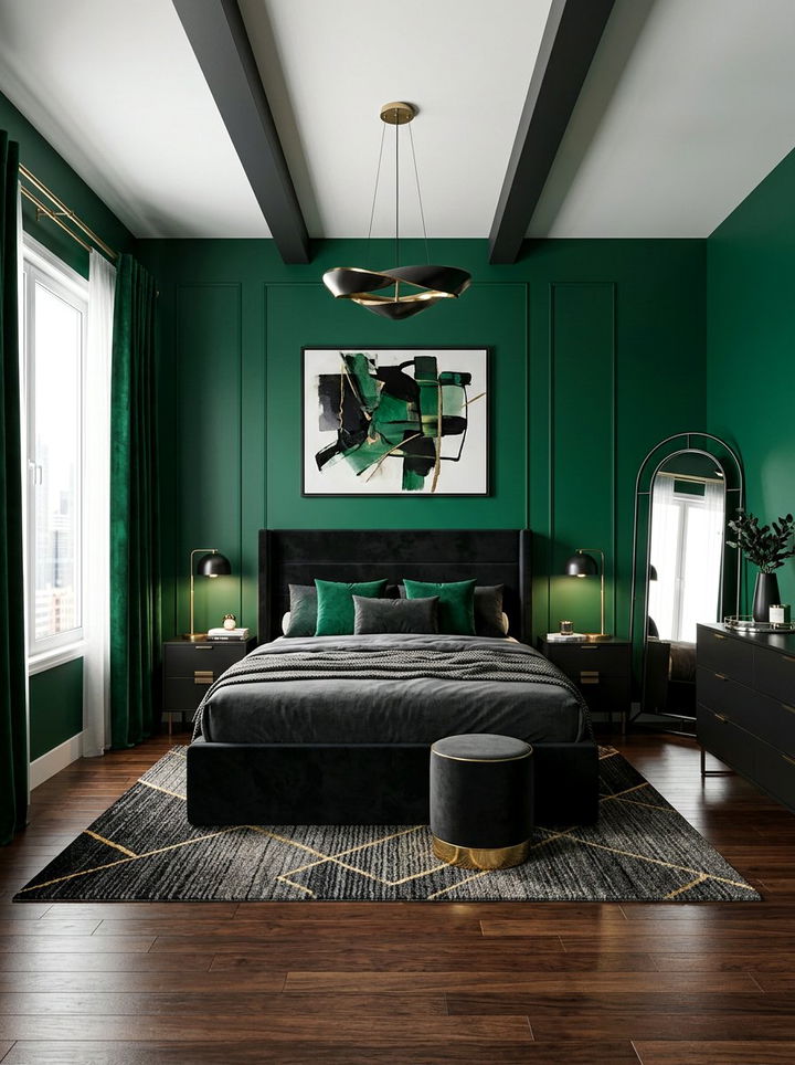 Black and emerald bedroom - 30 emerald green bedroom ideas
