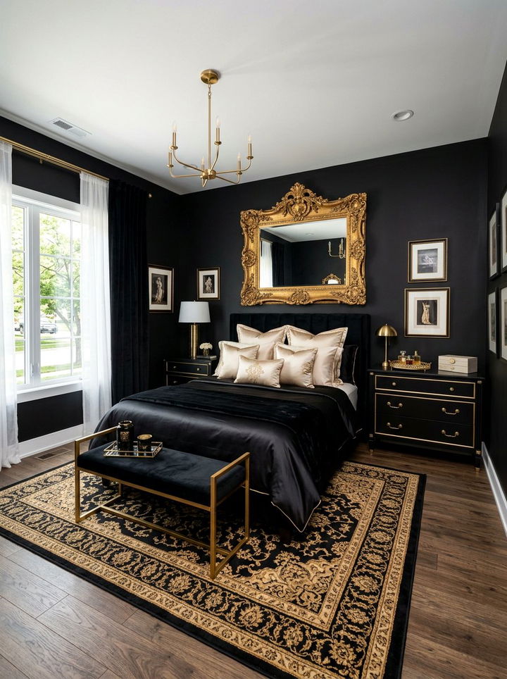 Black and gold bedroom - 30 traditional black bedroom ideas