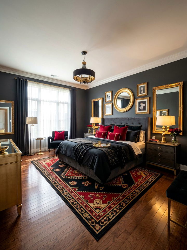 Black and red bedroom gold accents - 30 black and red bedroom color combo