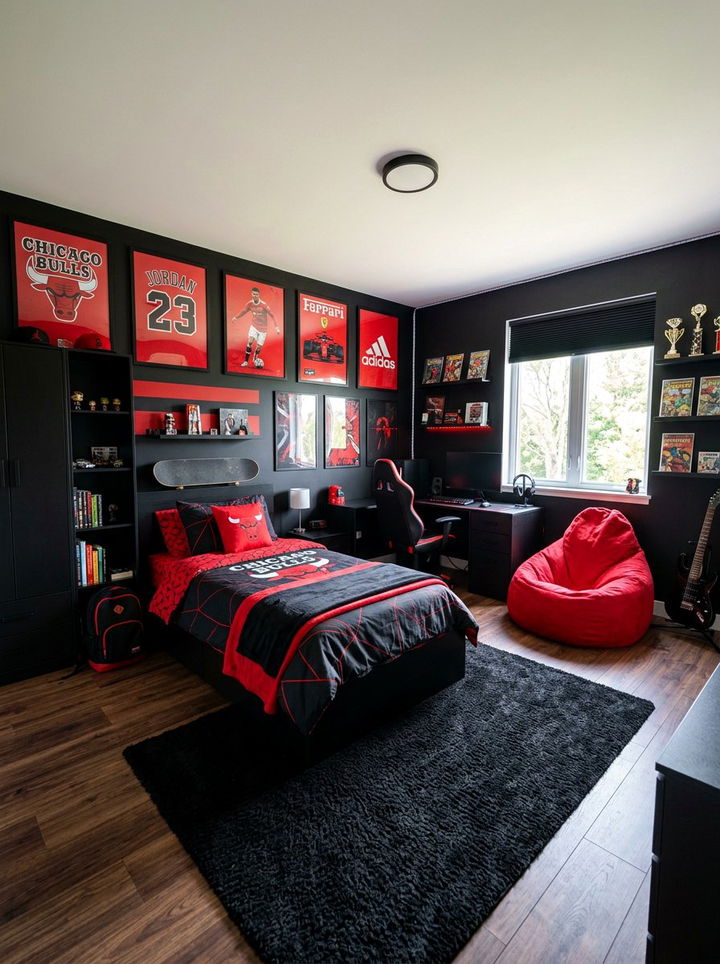 Black and red bedroom teenagers - 30 black and red bedroom color combo