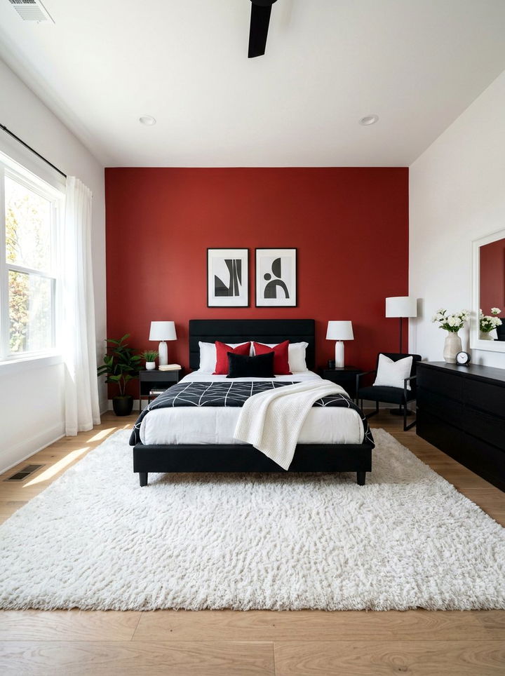 Black and red bedroom white accents - 30 black and red bedroom color combo