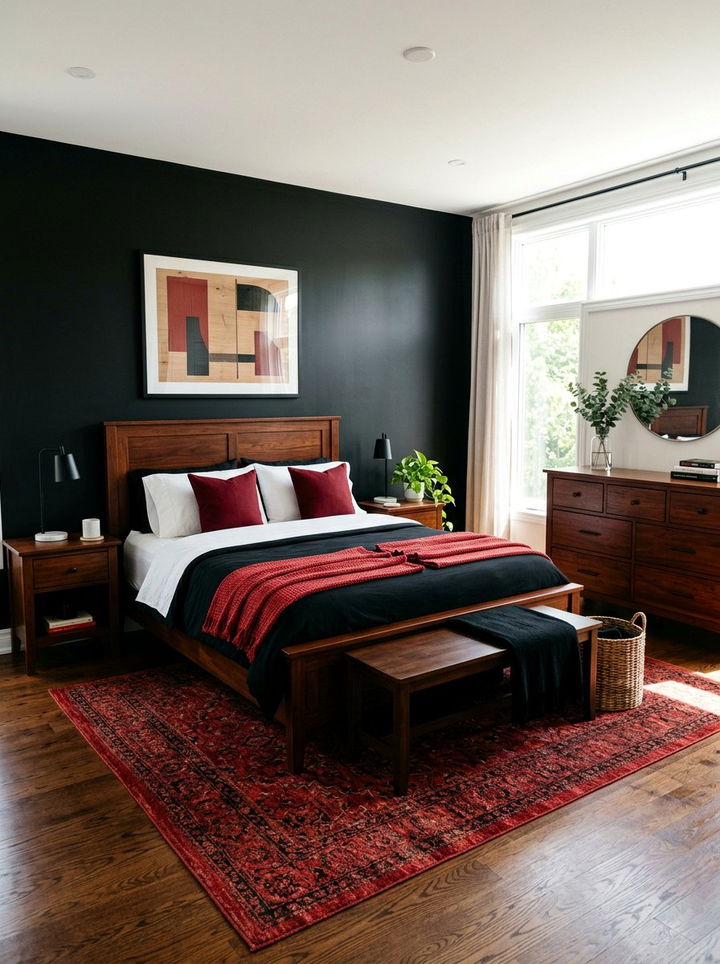 Black and red bedroom wood furniture - 30 black and red bedroom color combo