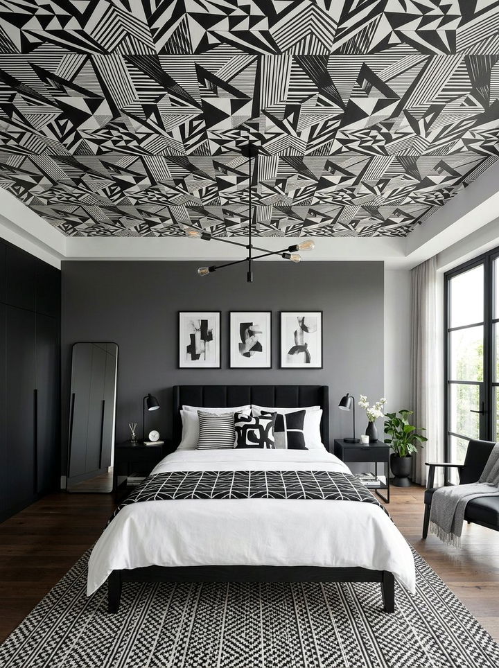 Black and white ceiling wallpaper - 30 bedroom ceiling wallpapers