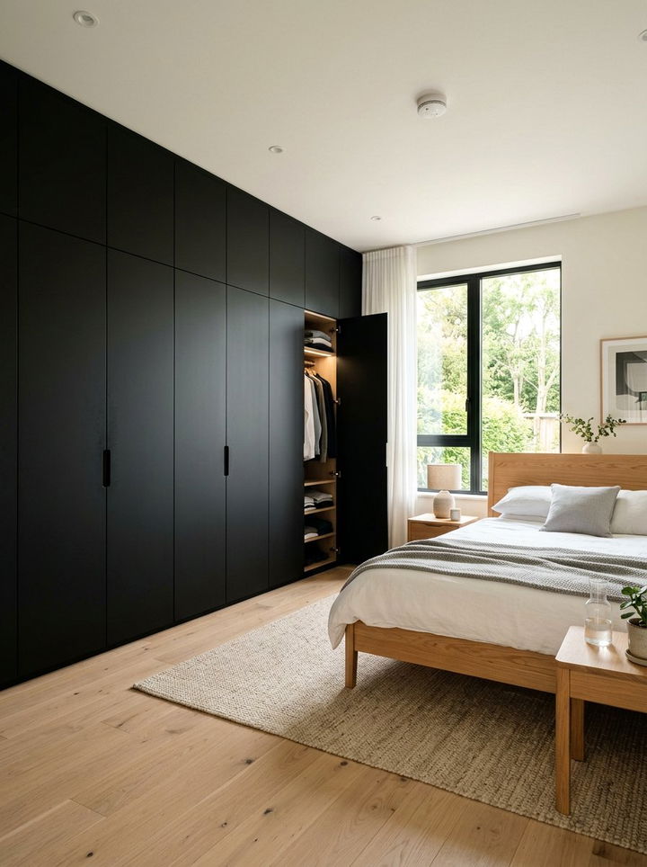 Black built in wardrobe bedroom - 30 scandinavian black bedroom ideas
