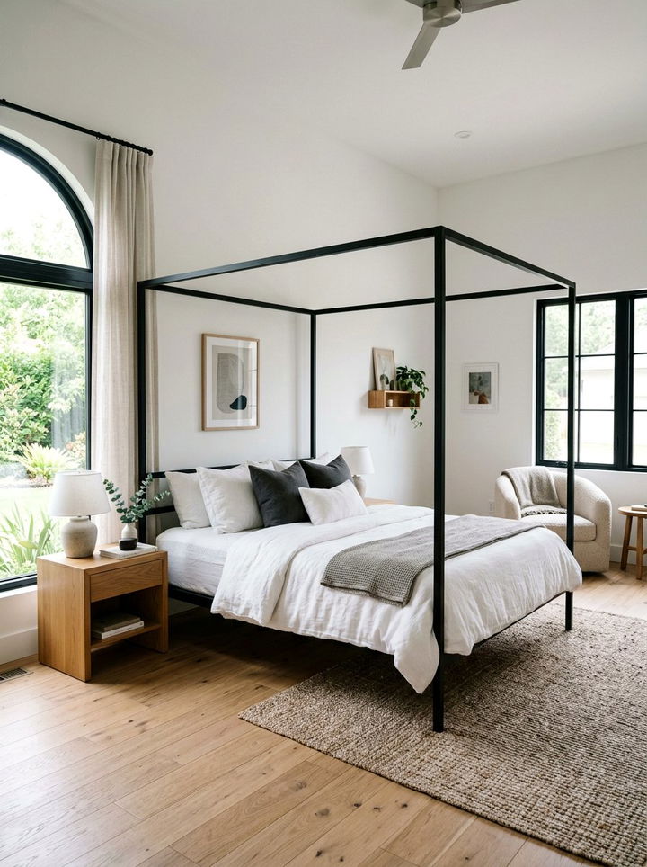 Black canopy bed bedroom - 30 scandinavian black bedroom ideas