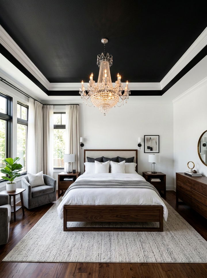 Black ceiling bedroom - 30 traditional black bedroom ideas