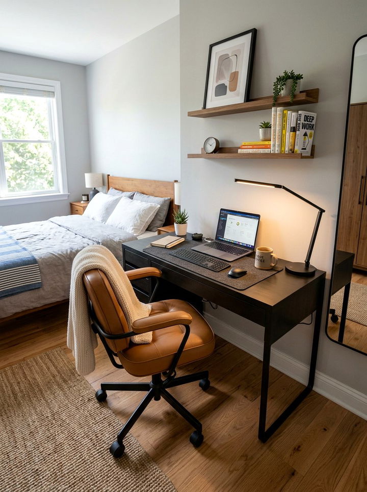 Black desk - 30 black bedroom furniture ideas