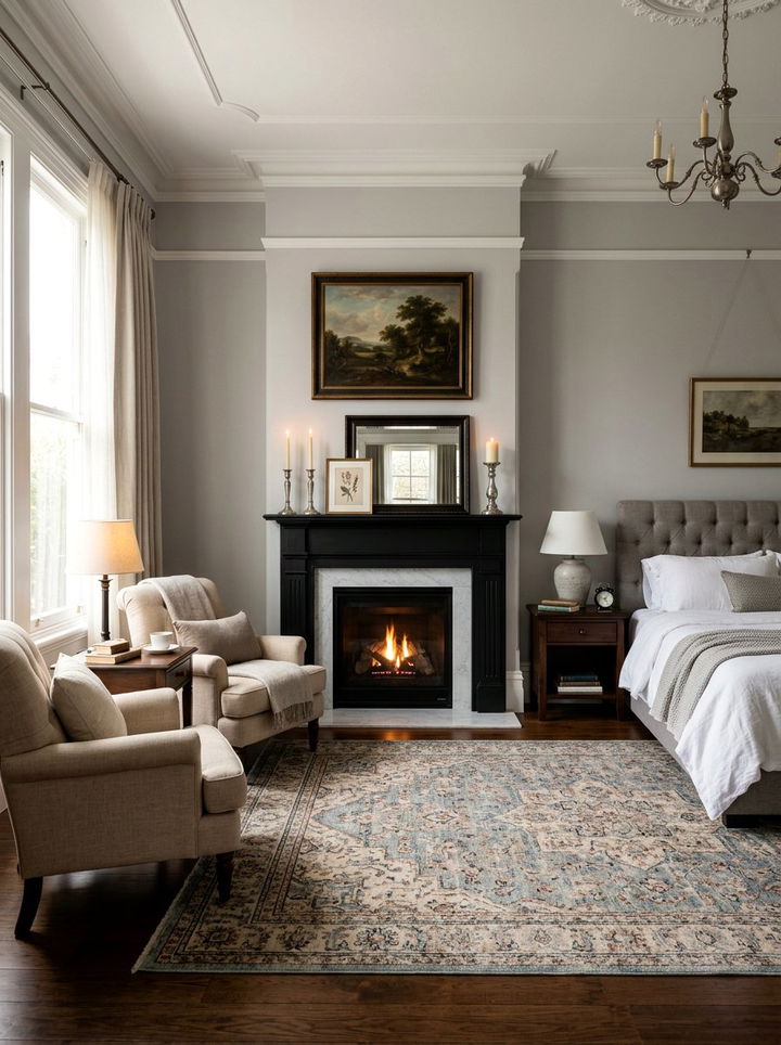 Black fireplace bedroom - 30 traditional black bedroom ideas