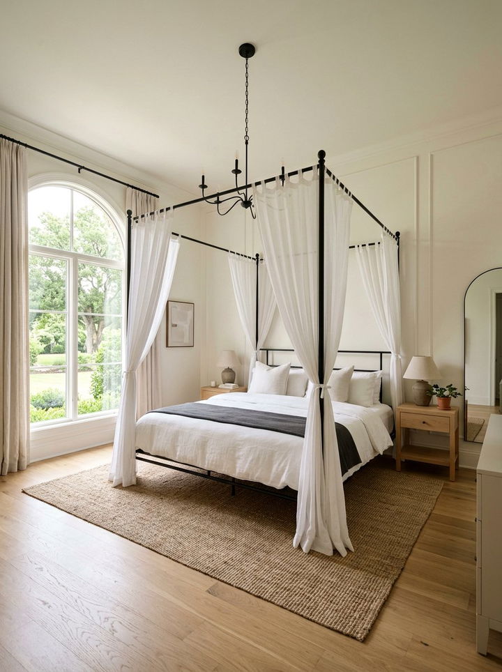 Black four poster bed canopy bedroom - 30 bedroom black furniture ideas