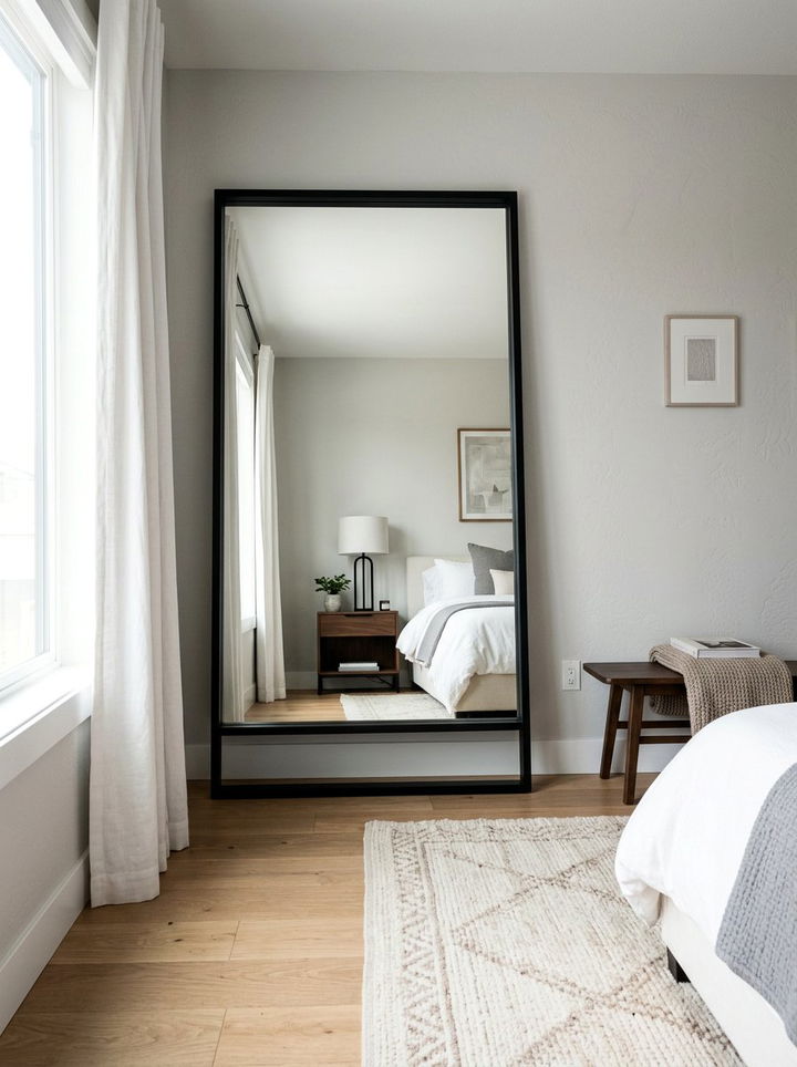 Black framed mirror - 30 black bedroom furniture ideas