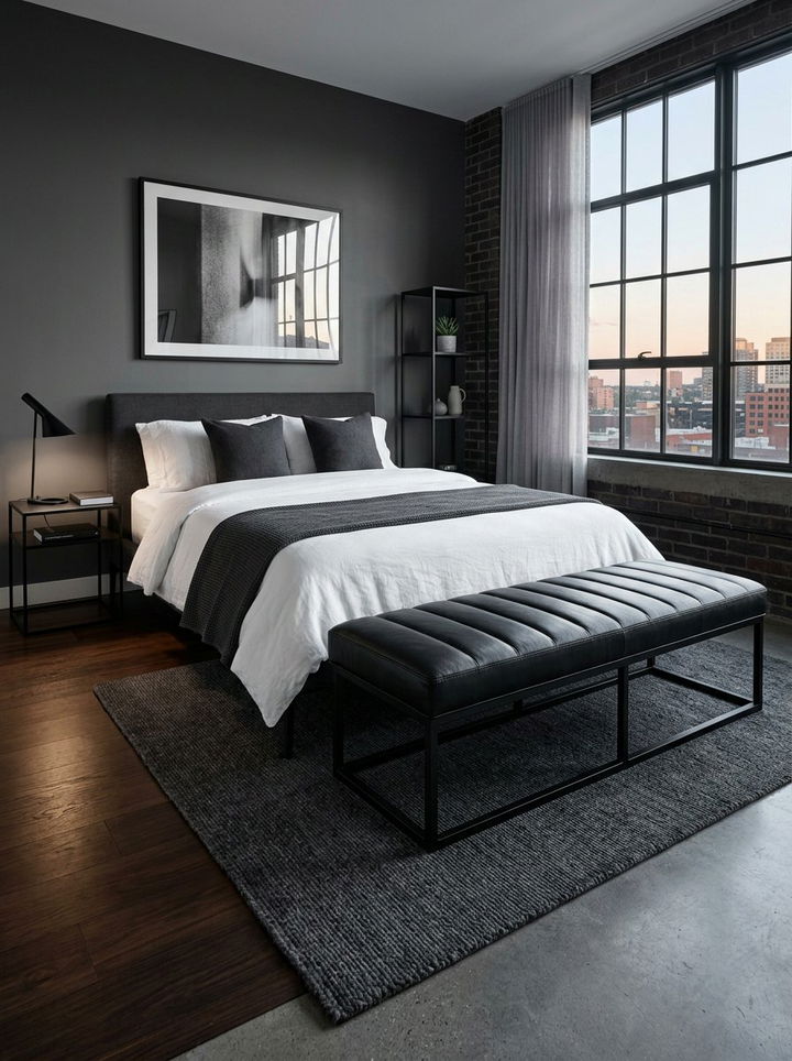 Black leather ottoman bench - 30 bedroom ottomans