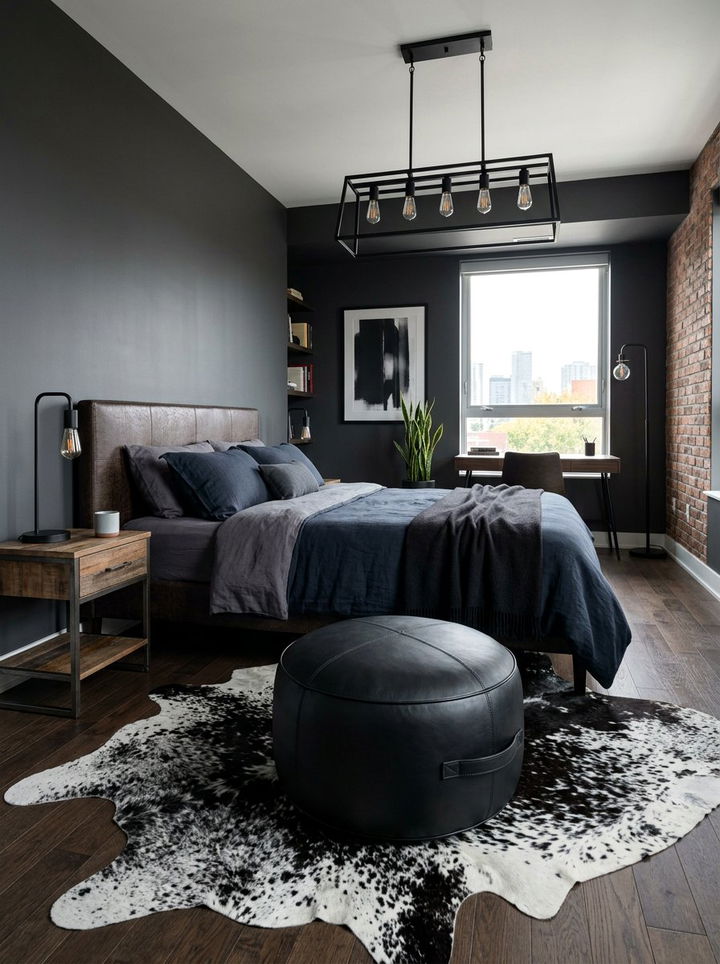 Black leather pouf - 30 bedroom poufs