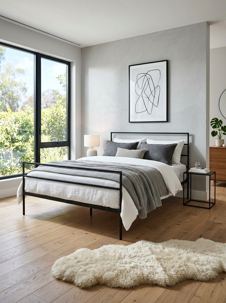 Black metal bed frame bedroom - 30 scandinavian black bedroom ideas