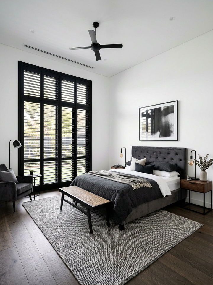 Black plantation shutters in bedroom - 30 bedroom plantation shutters