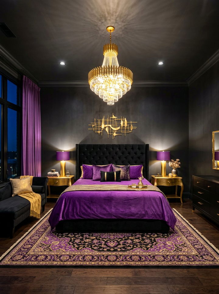 Black purple gold bedroom - 30 purple and gold bedroom color combo
