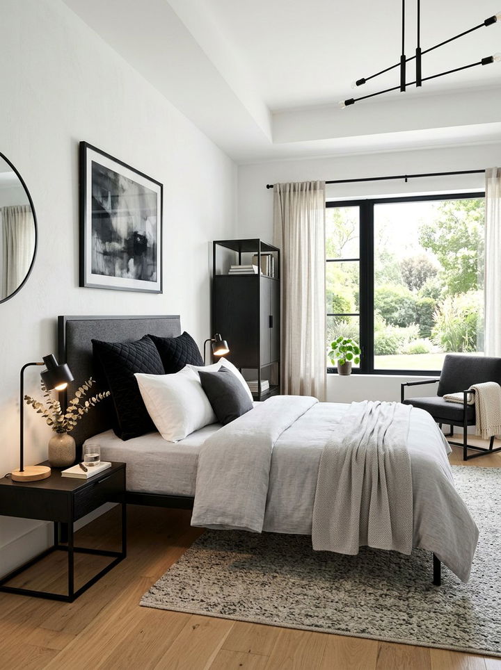 Black quilted pillow sham - 30 quilted bedroom ideas