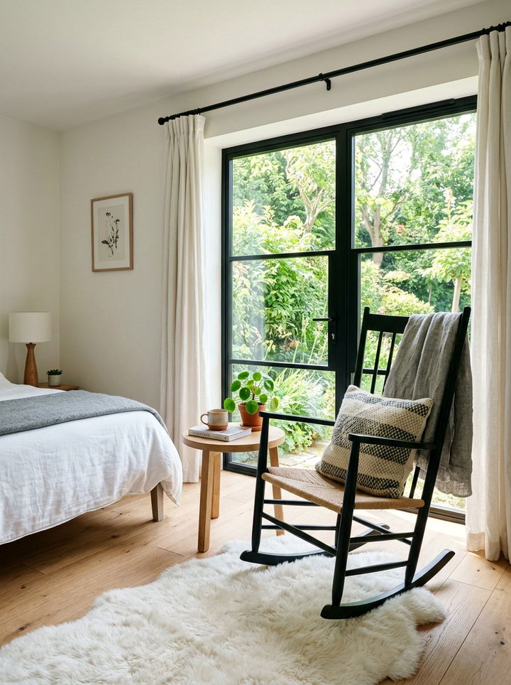 Black rocking chair - 30 black bedroom furniture ideas