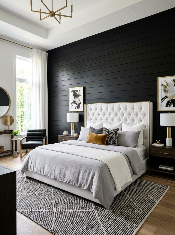 Black shiplap bedroom wall - 30 bedroom shiplap walls
