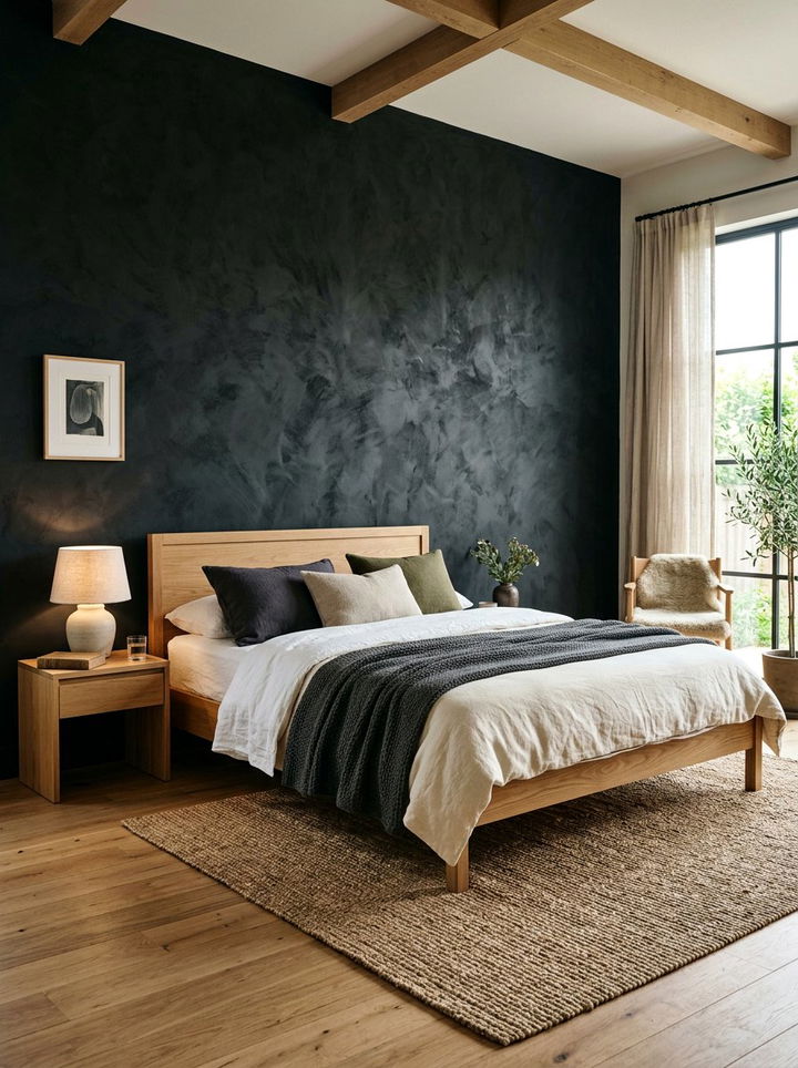 Black textured wall bedroom - 30 scandinavian black bedroom ideas