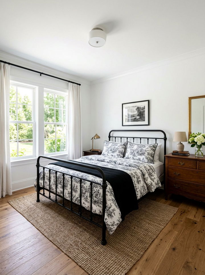 Black toile bedding bedroom - 30 traditional black bedroom ideas